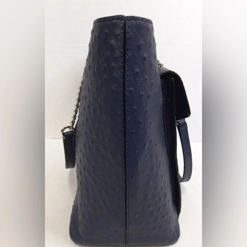 Authentic Kate Spade Blue Leather Halsey la vita Ostrich Handbag and wallet - Picture 11 of 16